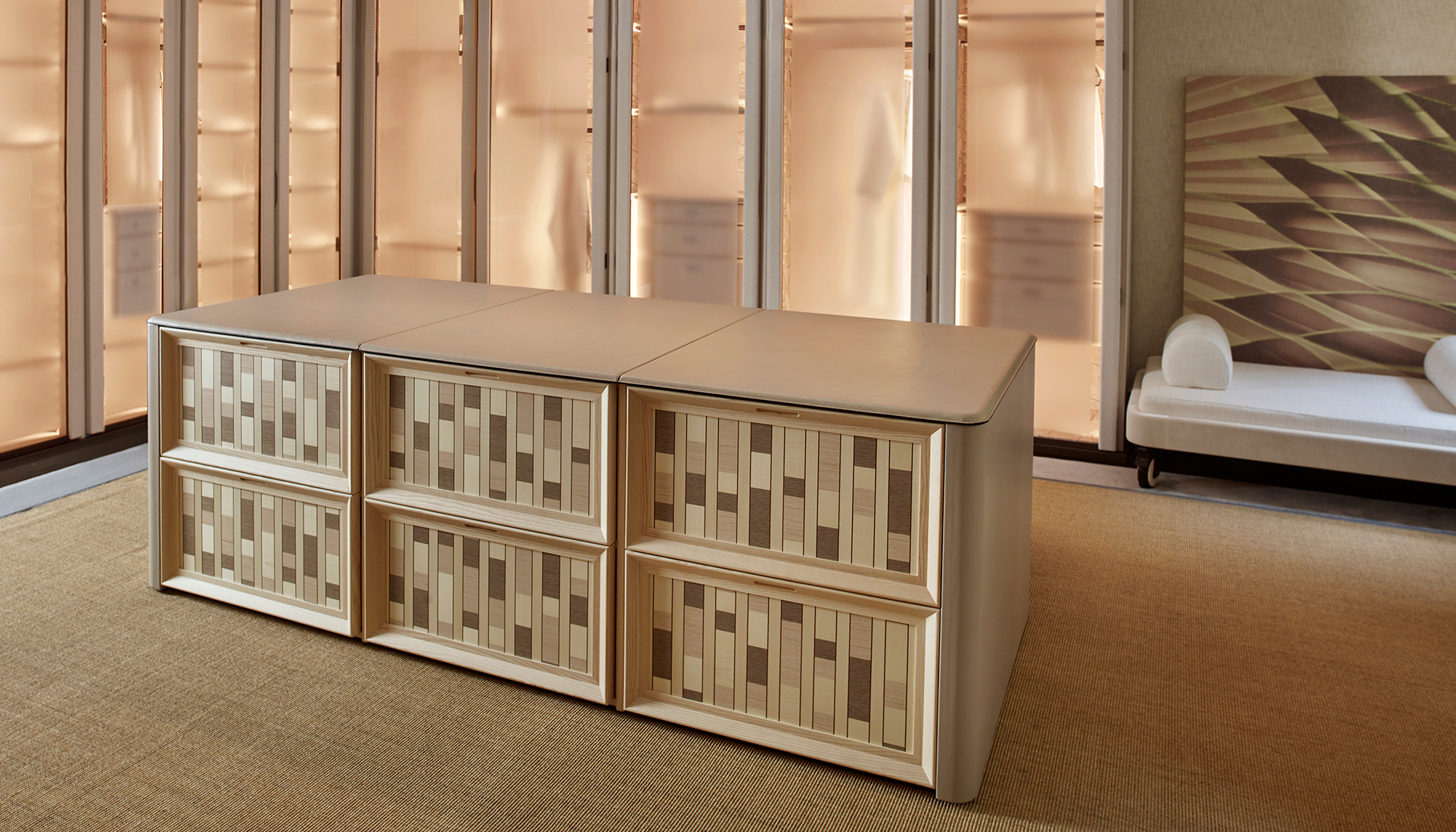 A considered interior with sculptural furniture and layered textures
